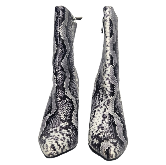 CAPE ROBBIN Snakeskin Ankle Point Toe Heeled Boots - Picture 3 of 12